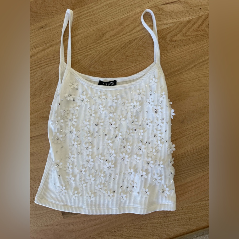 J. Crew White Floral Camisole